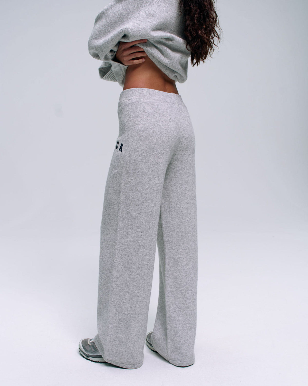 Knit Straight Leg Knit Sweatpants - Light Grey Melange