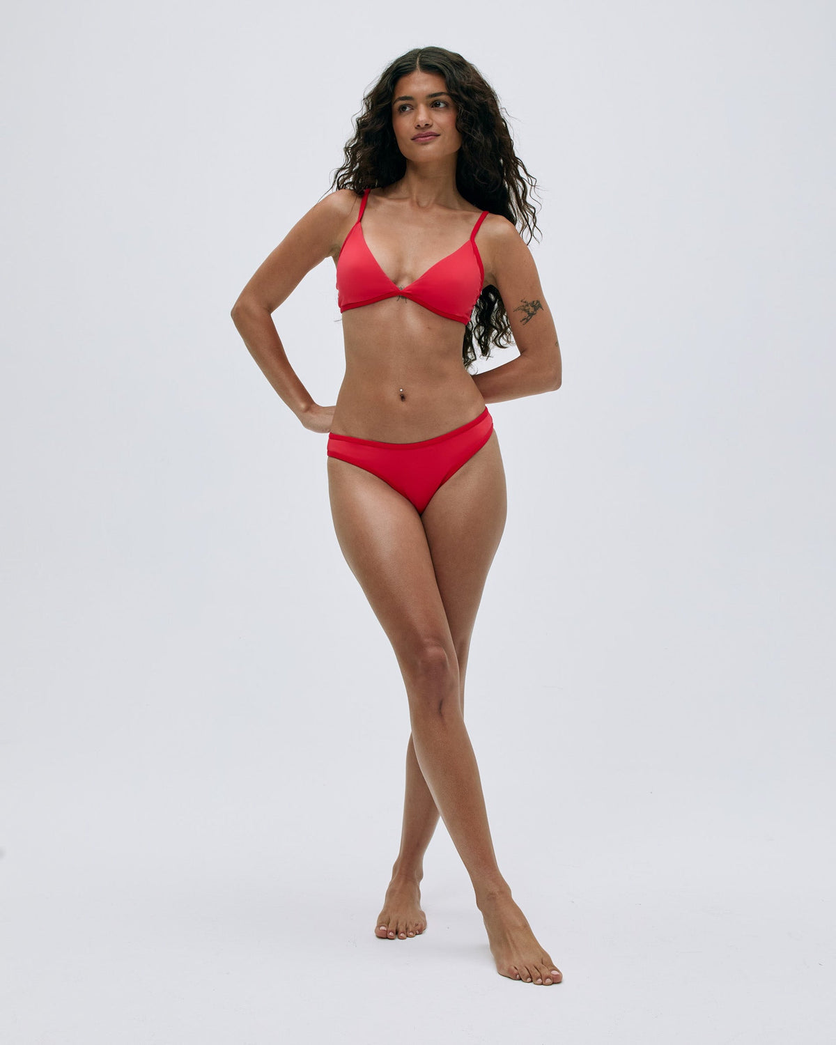 Contrast Triangle Bikini Top - Apple Red/Dark Red