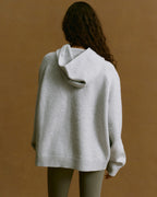 Boucle Oversized Knit Hoodie - Light Grey Melange