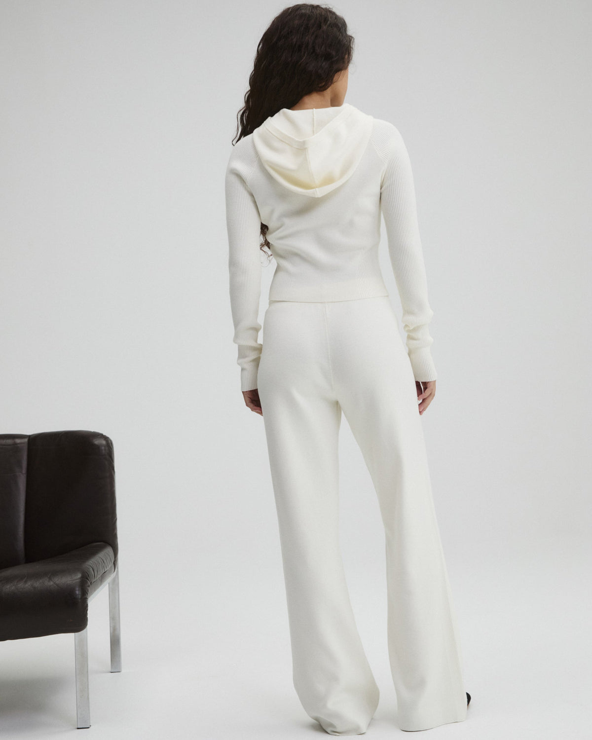 Knit Rib Straight Leg Sweatpants - Marshmallow White