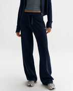 Knit Straight Leg Trousers - Navy Blue
