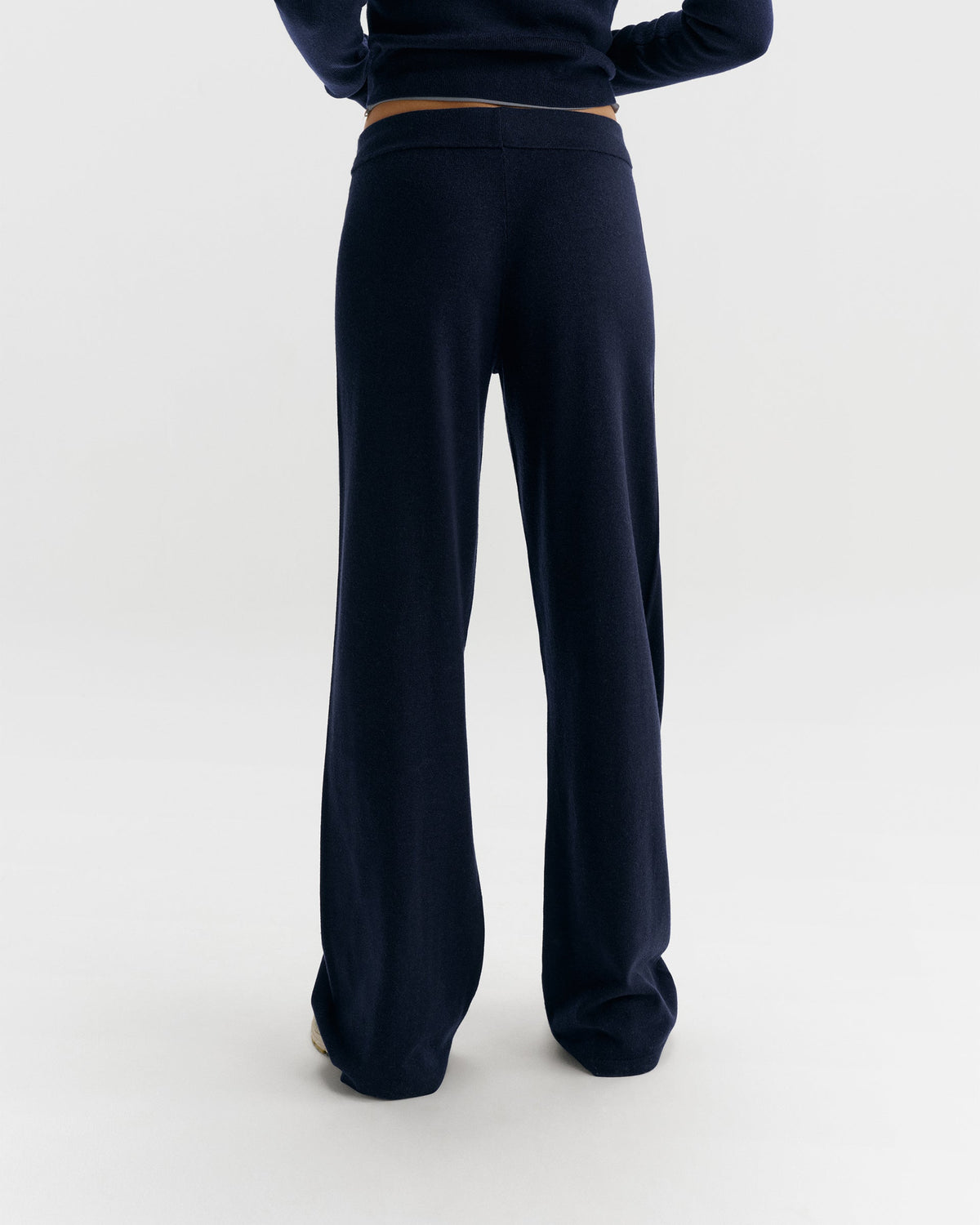 Knit Straight Leg Trousers - Navy Blue