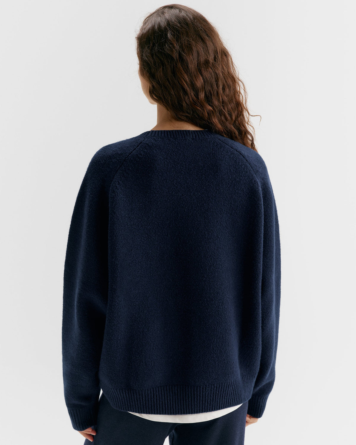 Oversized Knit Sweatshirt - Navy Blue