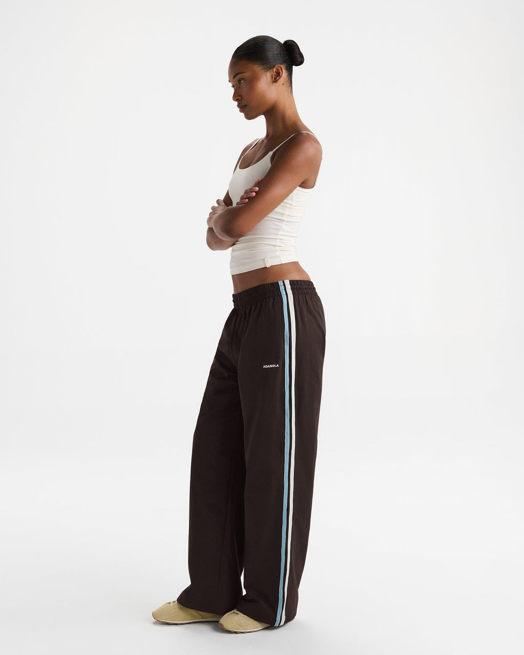 Woven Tape Detail Trousers - Coffee Bean