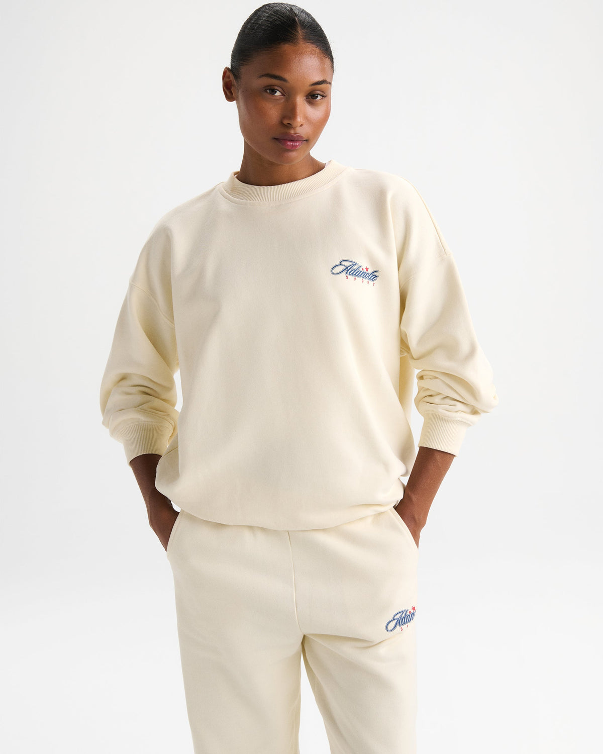 Varsity Collegiate Oversized Sweatshirt - Marshmallow White