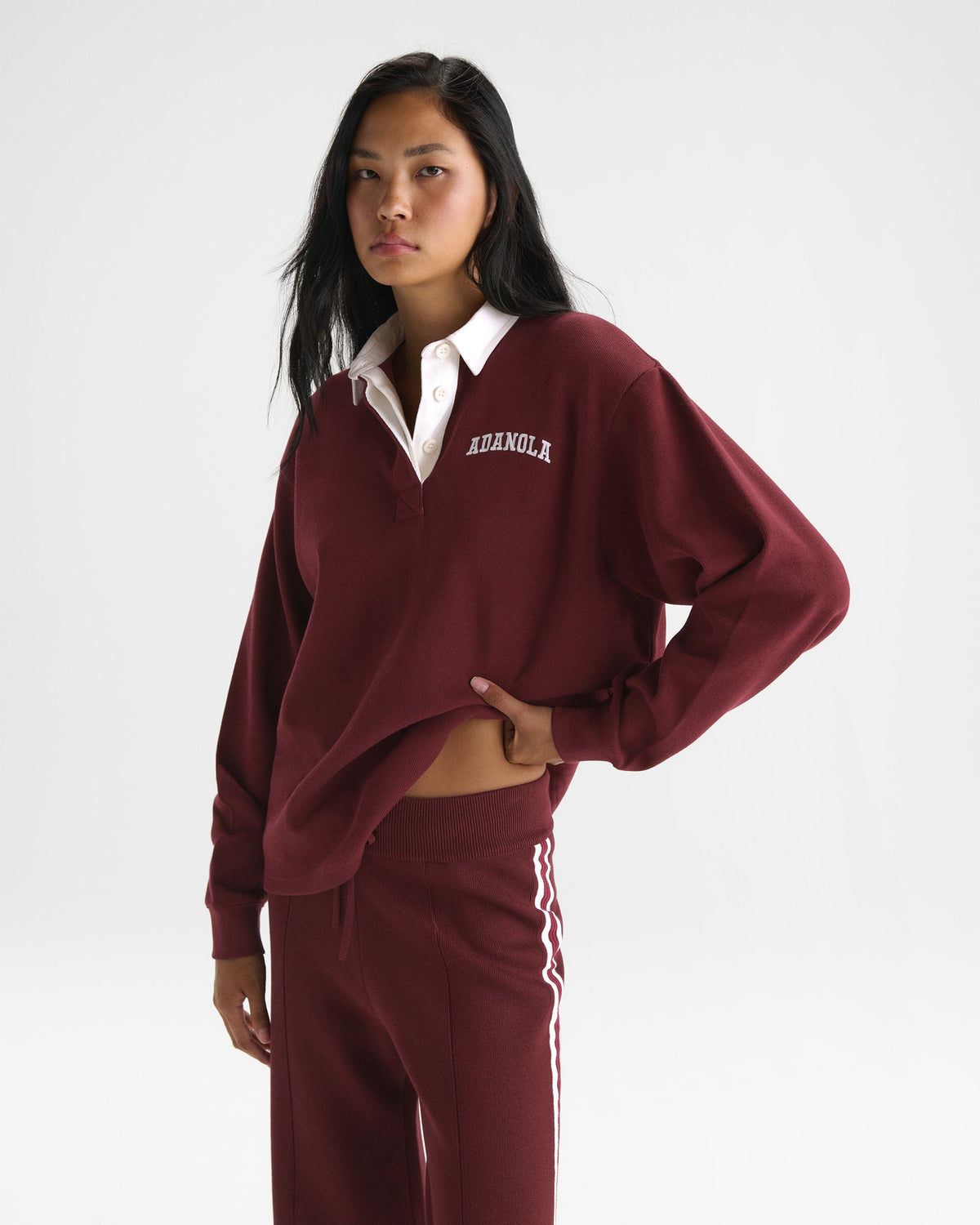Oversized Rugby Top - Damson Red