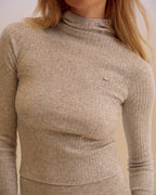 Merino Blend Hooded Top - Light Grey Melange