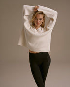 Knit V-Neck Sweatshirt - Marshmallow White