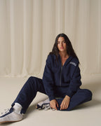 Oversized Zip Through Hoodie - Navy Blue