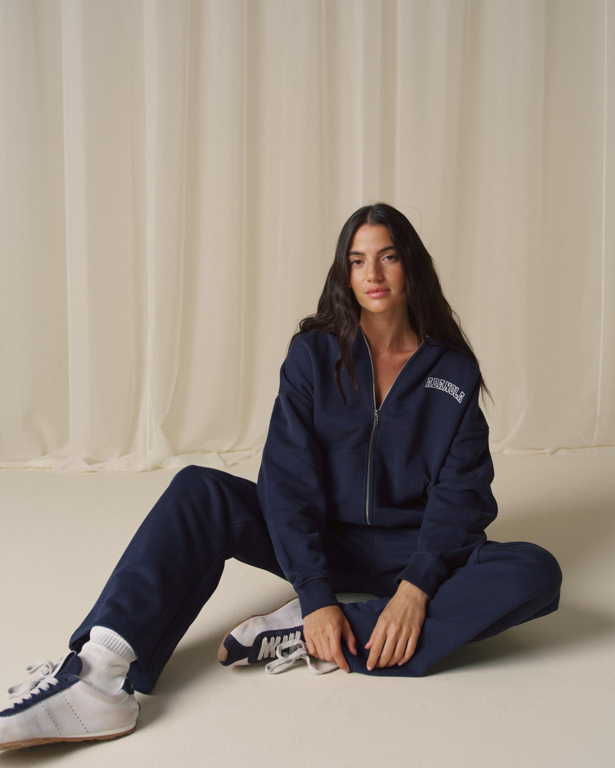 Oversized Zip Through Hoodie - Navy Blue