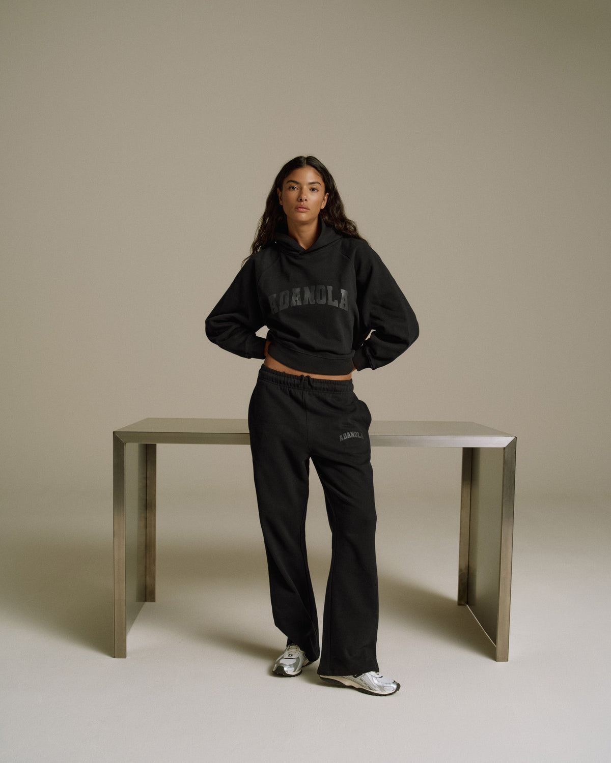 Loose Fit Straight Leg Sweatpants - Black