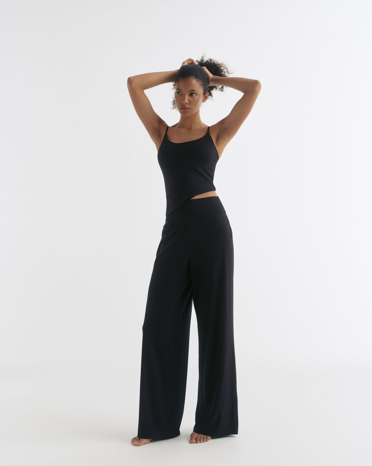 Skinny Strap Yoga Top - Black