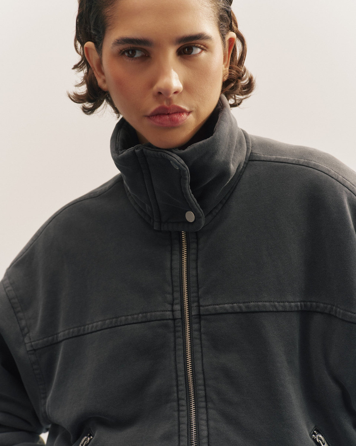 Padded Bomber Jacket - Charcoal Grey