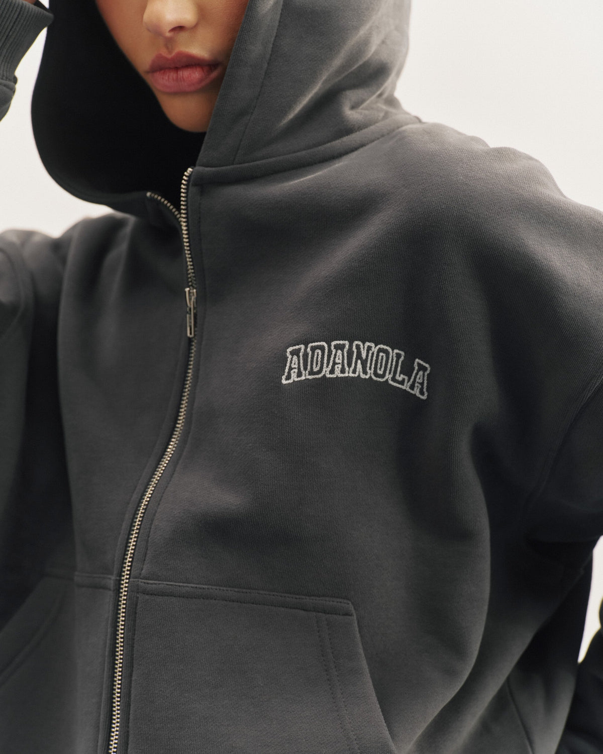 Relaxed Zip Through Hoodie - Graphite Grey