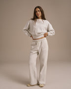 Loose Fit Straight Leg Sweatpants - Light Grey Melange