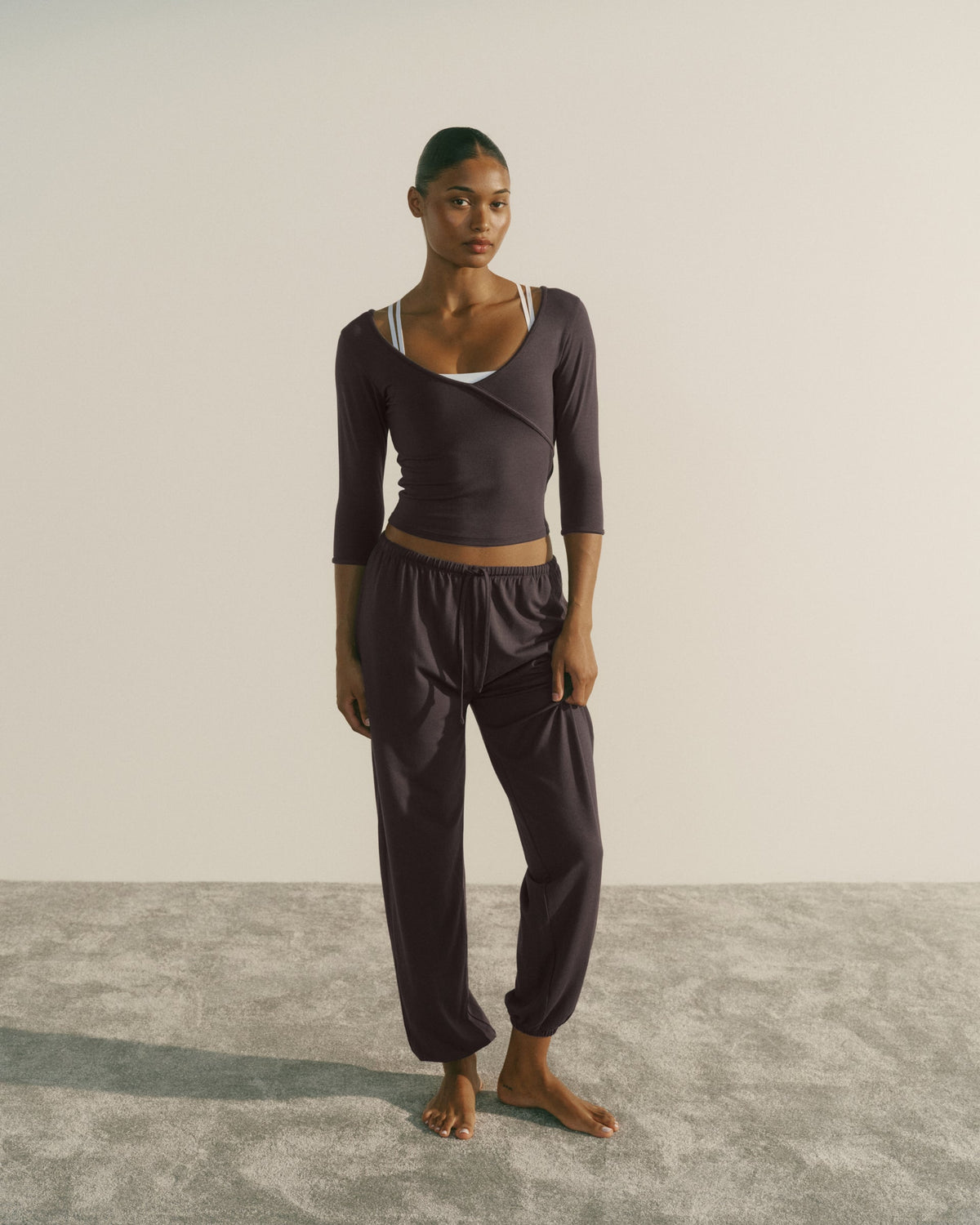 Modal Soft Lounge Cuffed Trousers - Coffee Bean