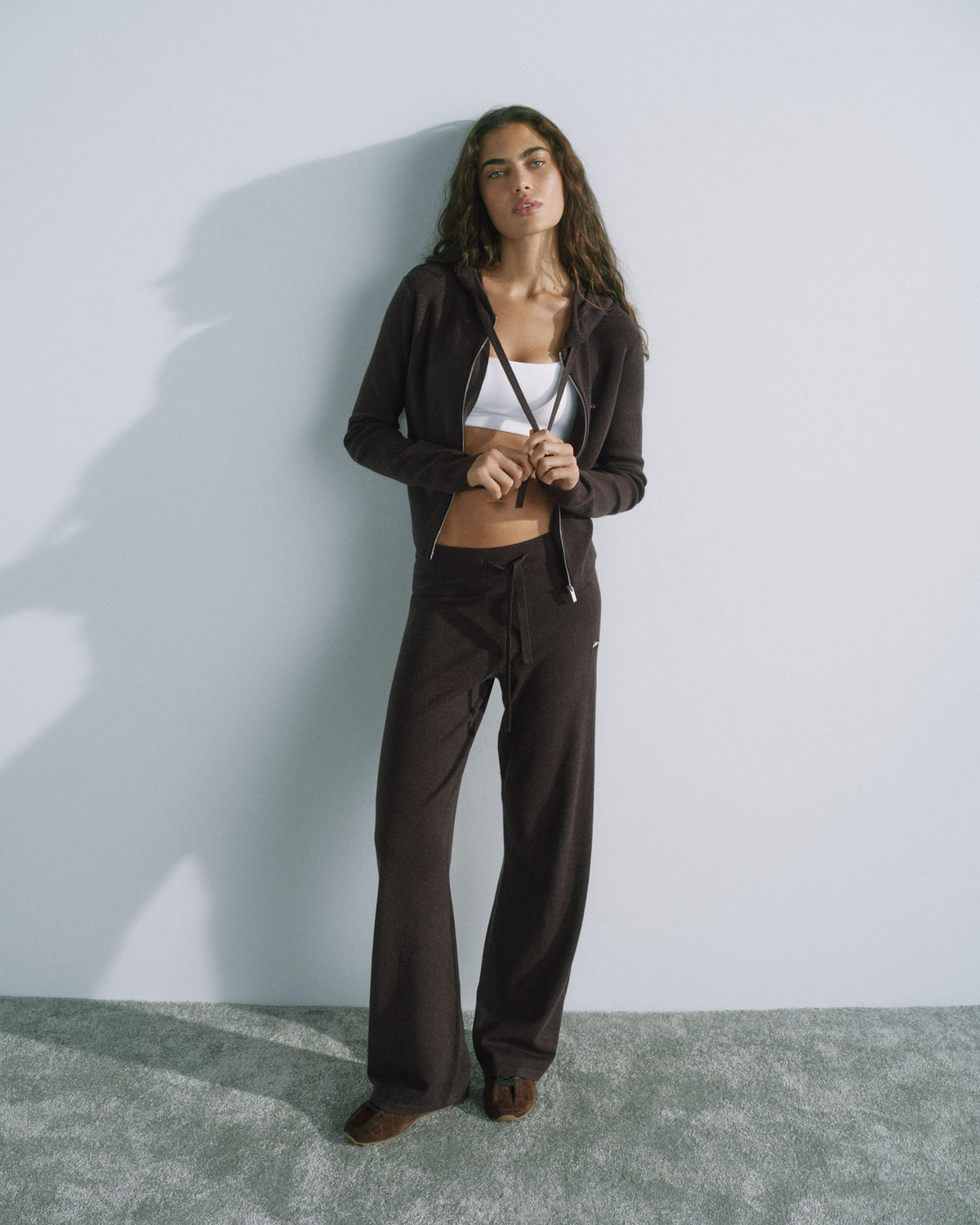Knit Straight Leg Trousers - Coffee Bean