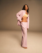 Cotton Stripe Pull On Pants - Pink