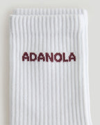 3 Pack Multi Branding Socks - Damson Red/White