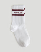 3 Pack Multi Branding Socks - Damson Red/White