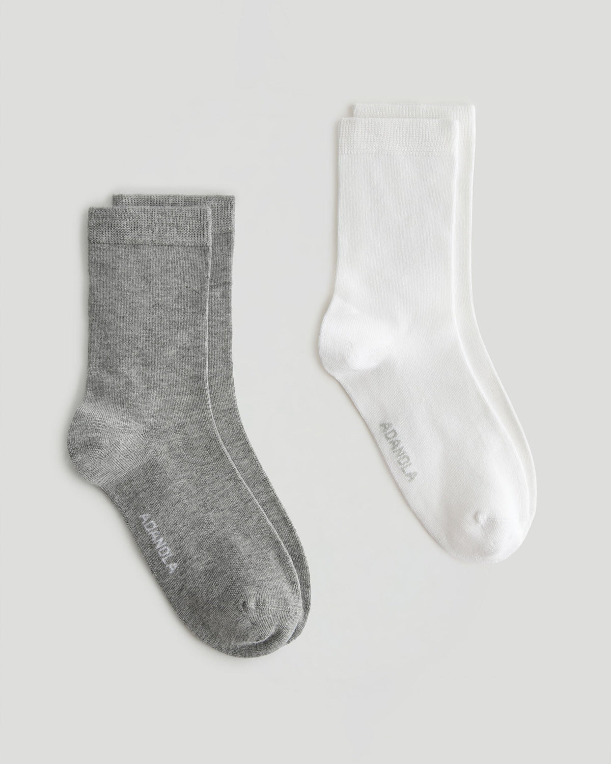 2 Pack Lightweight Socks - White/Grey Melange