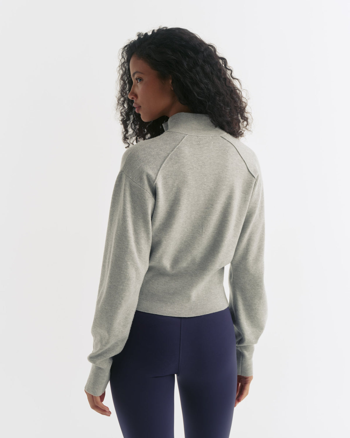 Knit Funnel Neck Sweatshirt - Grey Melange